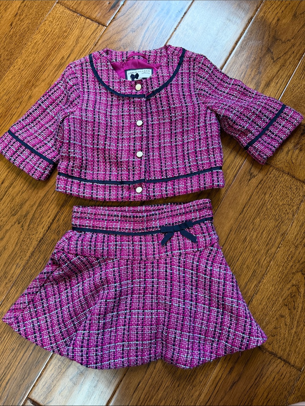 Janie and Jack Pink Tweed Two-Piece Matching Set